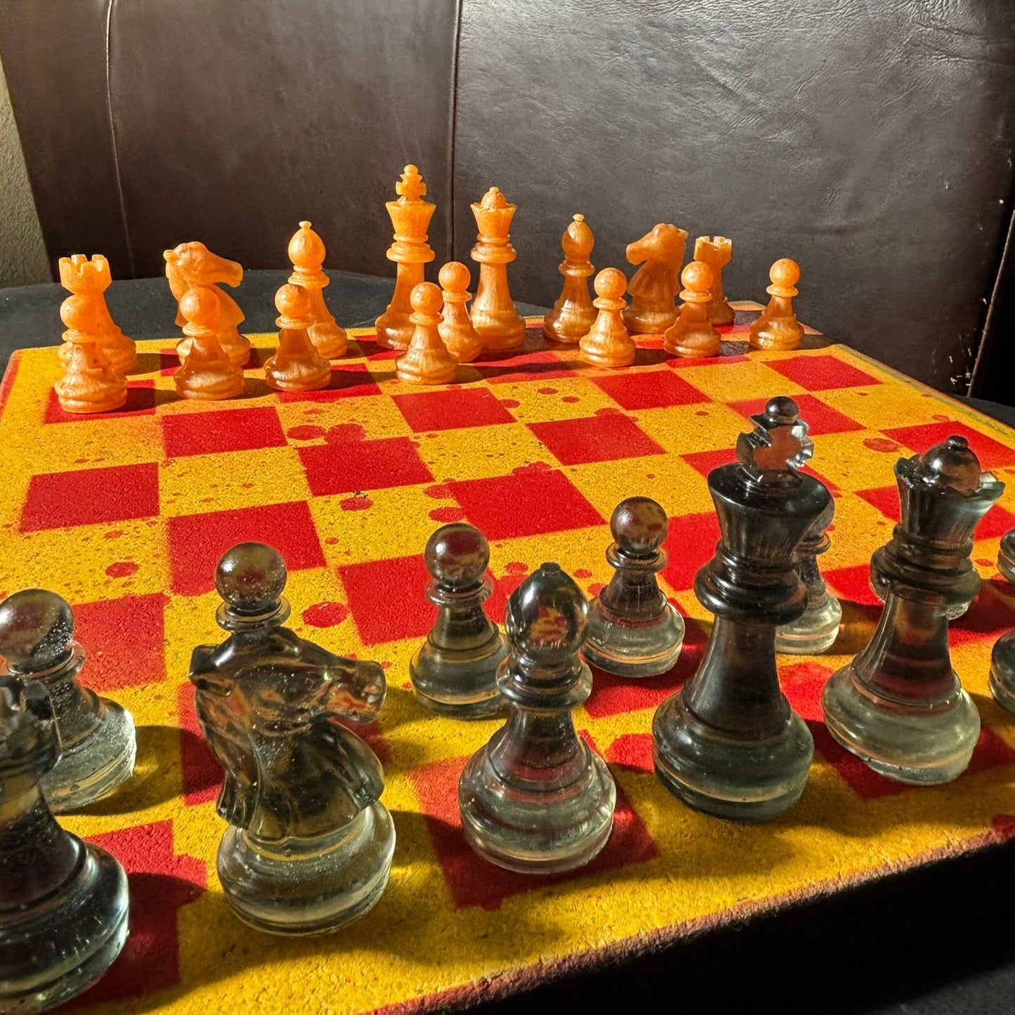 Spartan Golden Red - Painted Chess Set