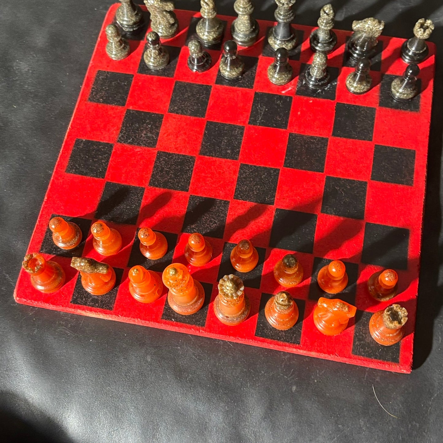 Opal Red & Black - Painted Chess Set