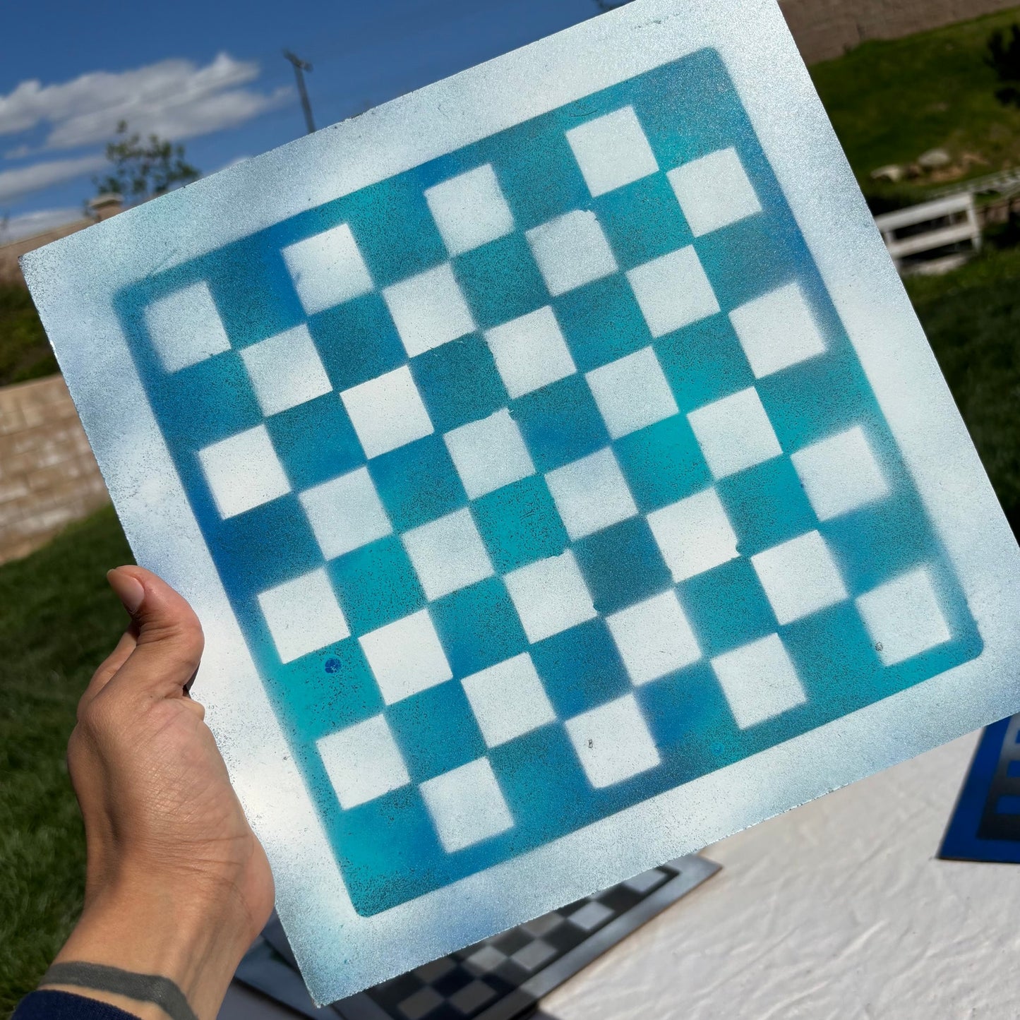 Cool Blue - Painted Chess Set