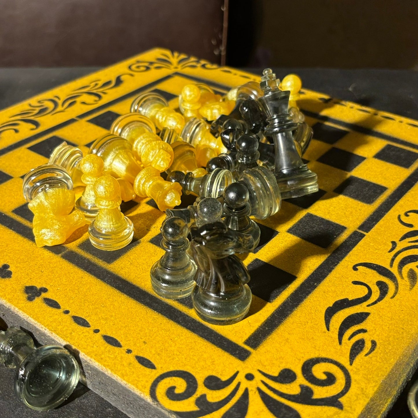 Black & Yellow - Painted Chess Set