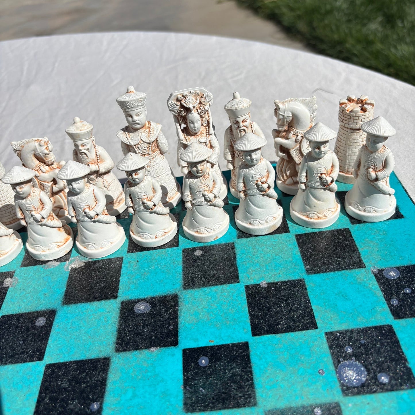 Aqua Green - Chinese Edition Chess Set