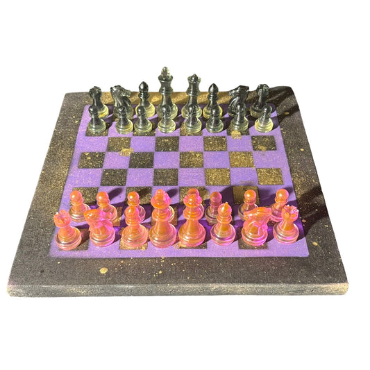 Cosmic Purple & Pink - Painted Chess Set