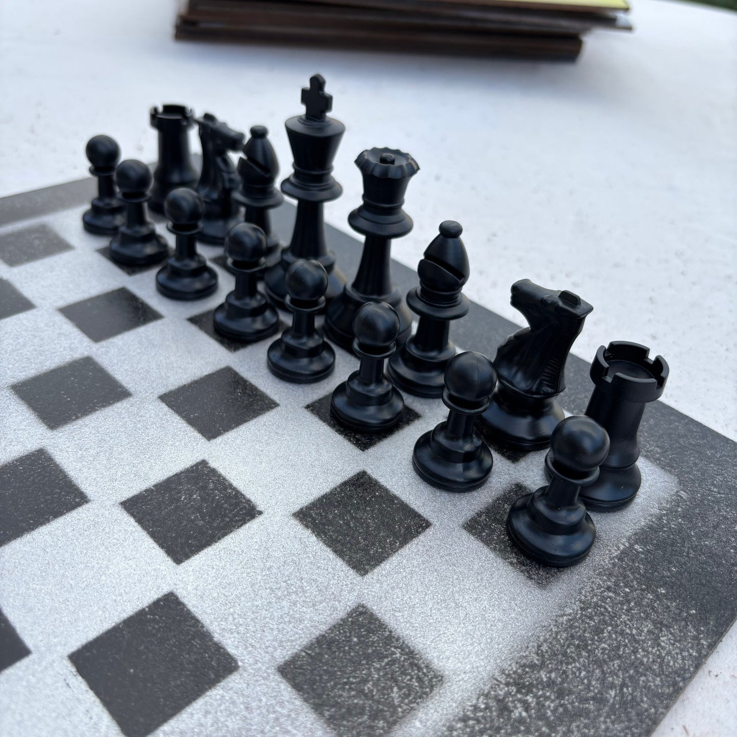 Gray & Black - Painted Chess Set