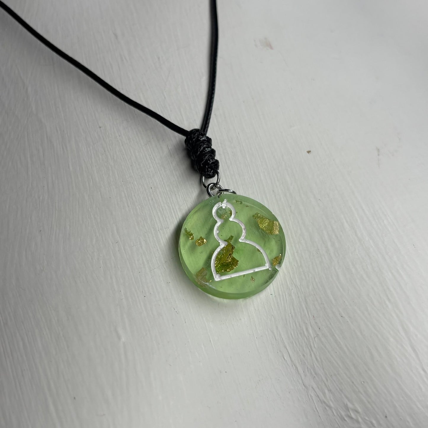 Lime Green Pawn - Handmade Resin Chess Necklace
