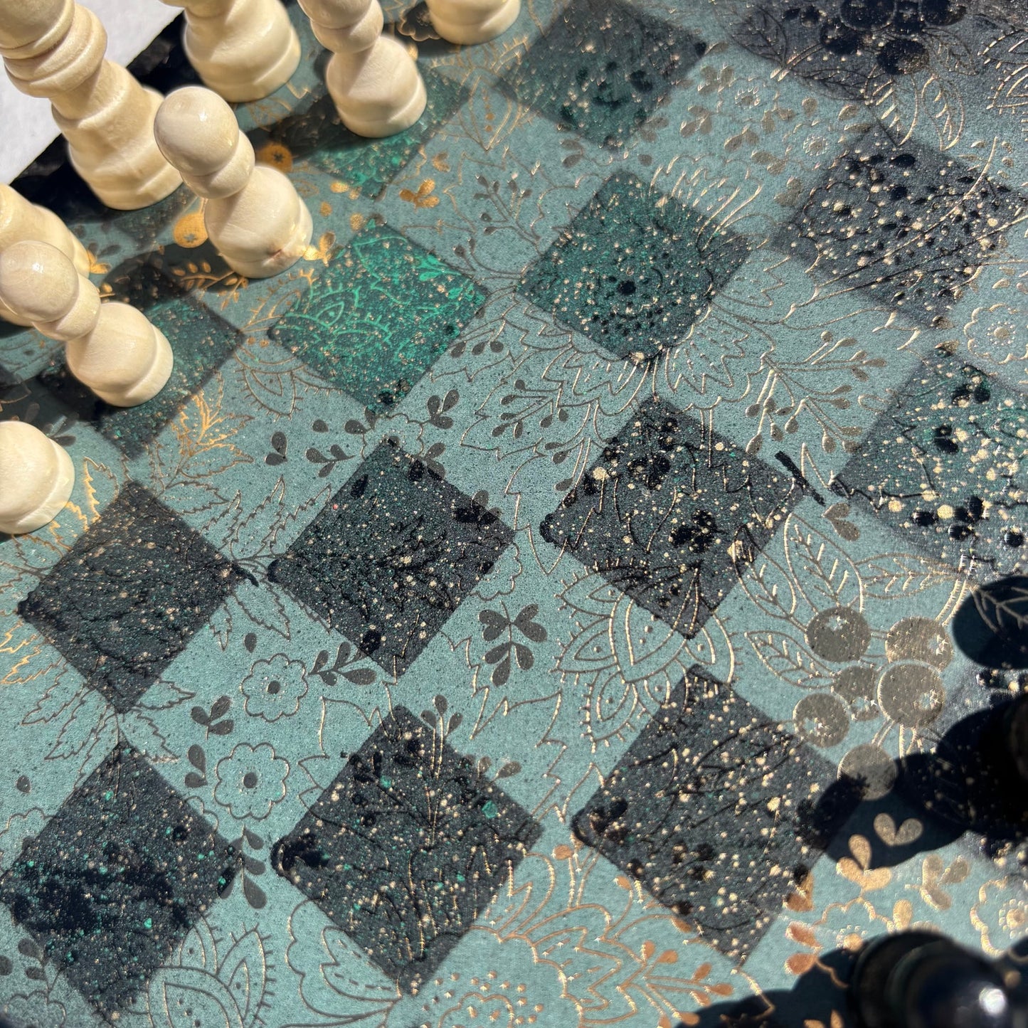 Sparkle Green Gold - Scrapbook Chess Set