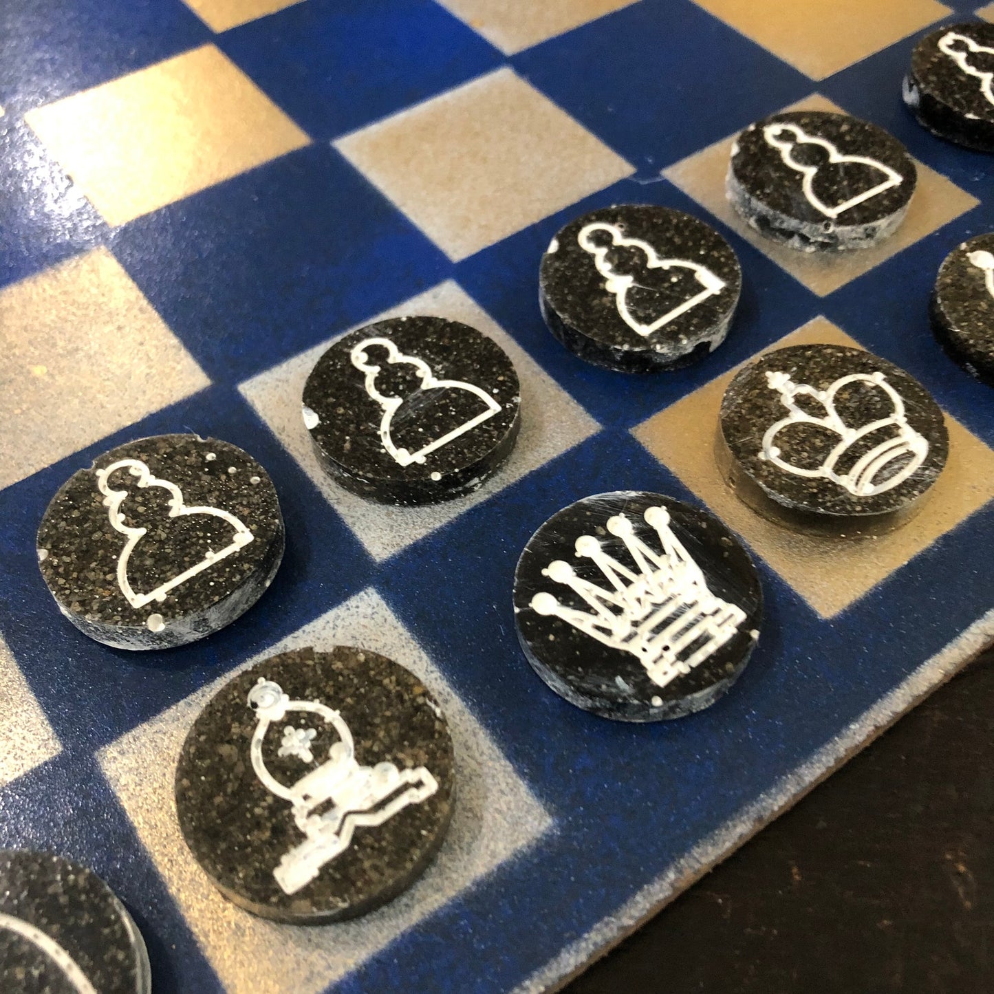 Golden Blue - Painted Chess Set