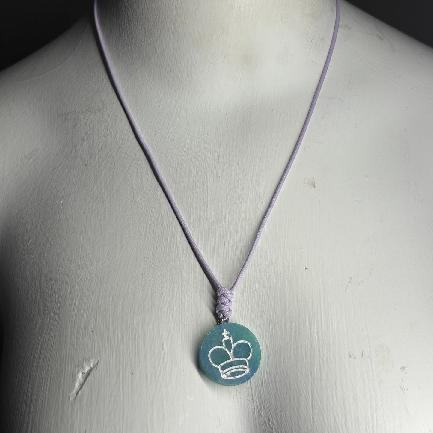 Mint Green King - Handmade Resin Chess Necklace