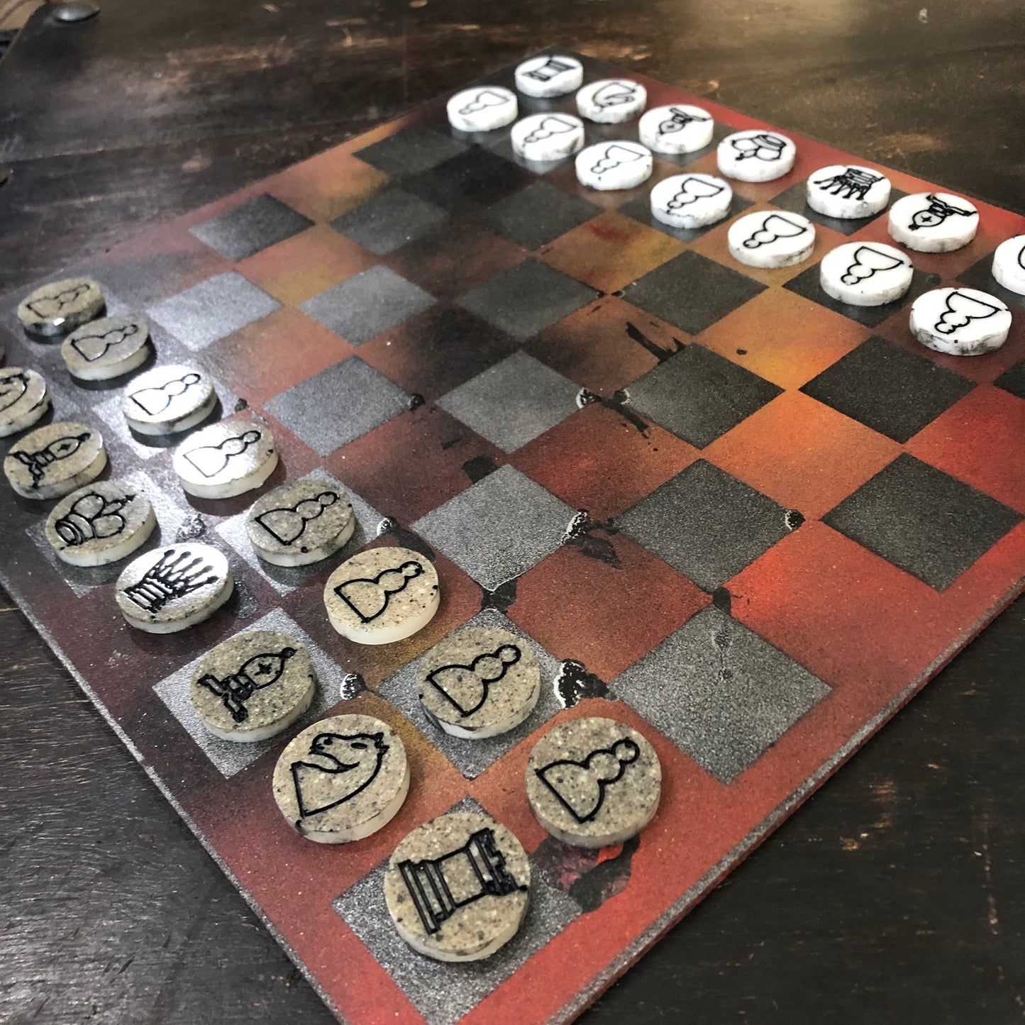 Burning Rust - Painted Chess Set