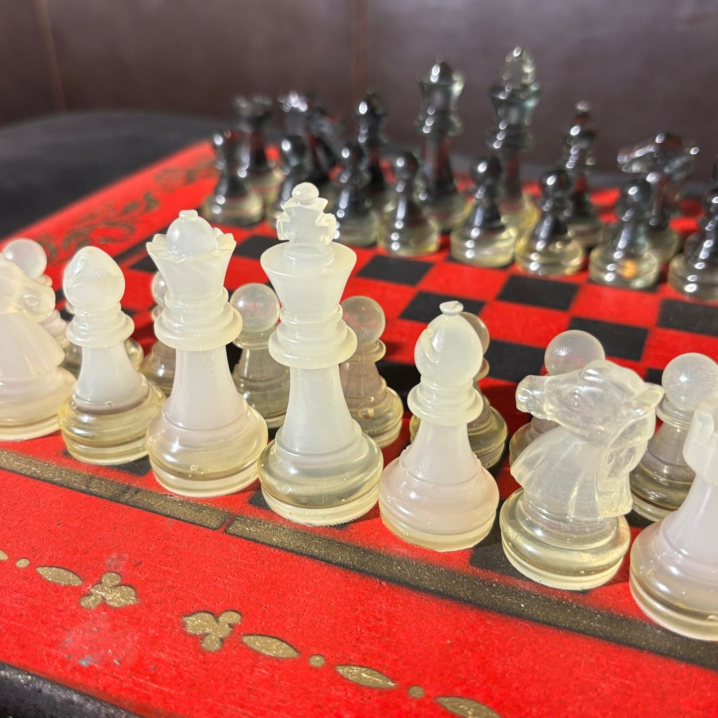 Golden Black & Red - Painted Chess Set