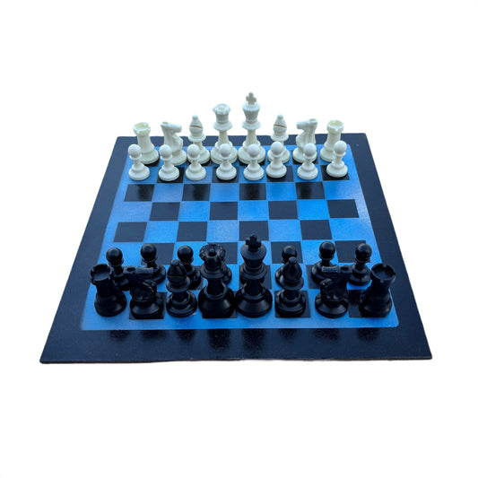 Simple Blue - Painted Chess Set