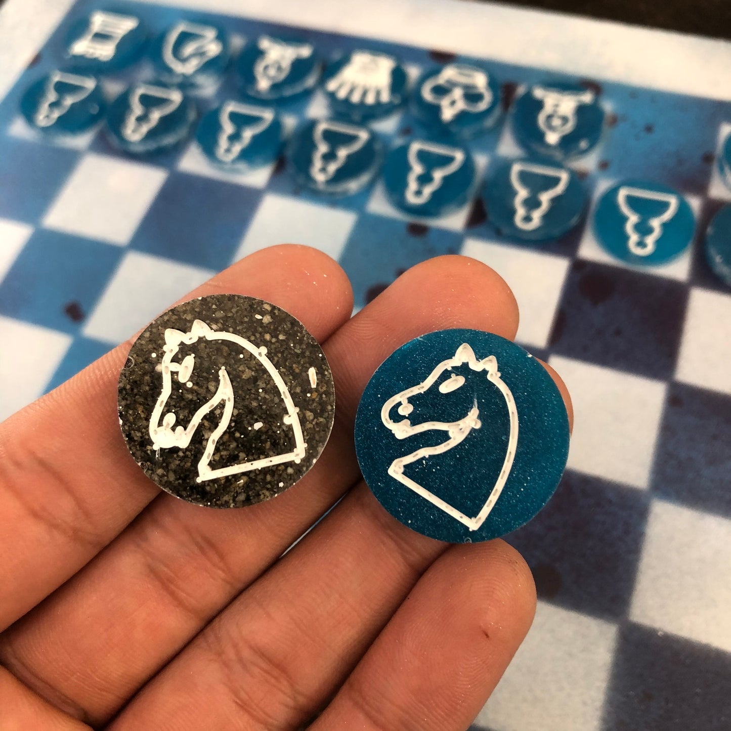 Bubbly Purple & Blue - Painted Chess Set
