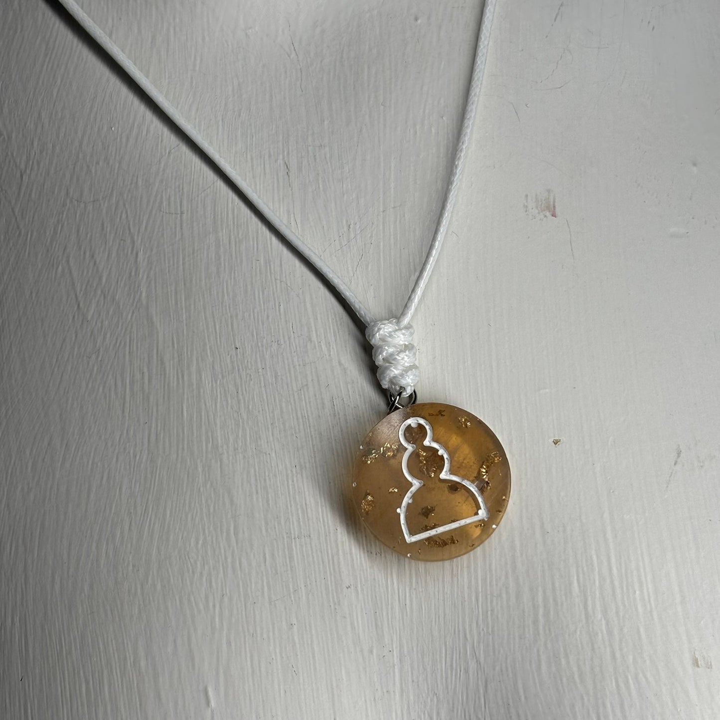 Light Amber Pawn - Handmade Resin Chess Necklace