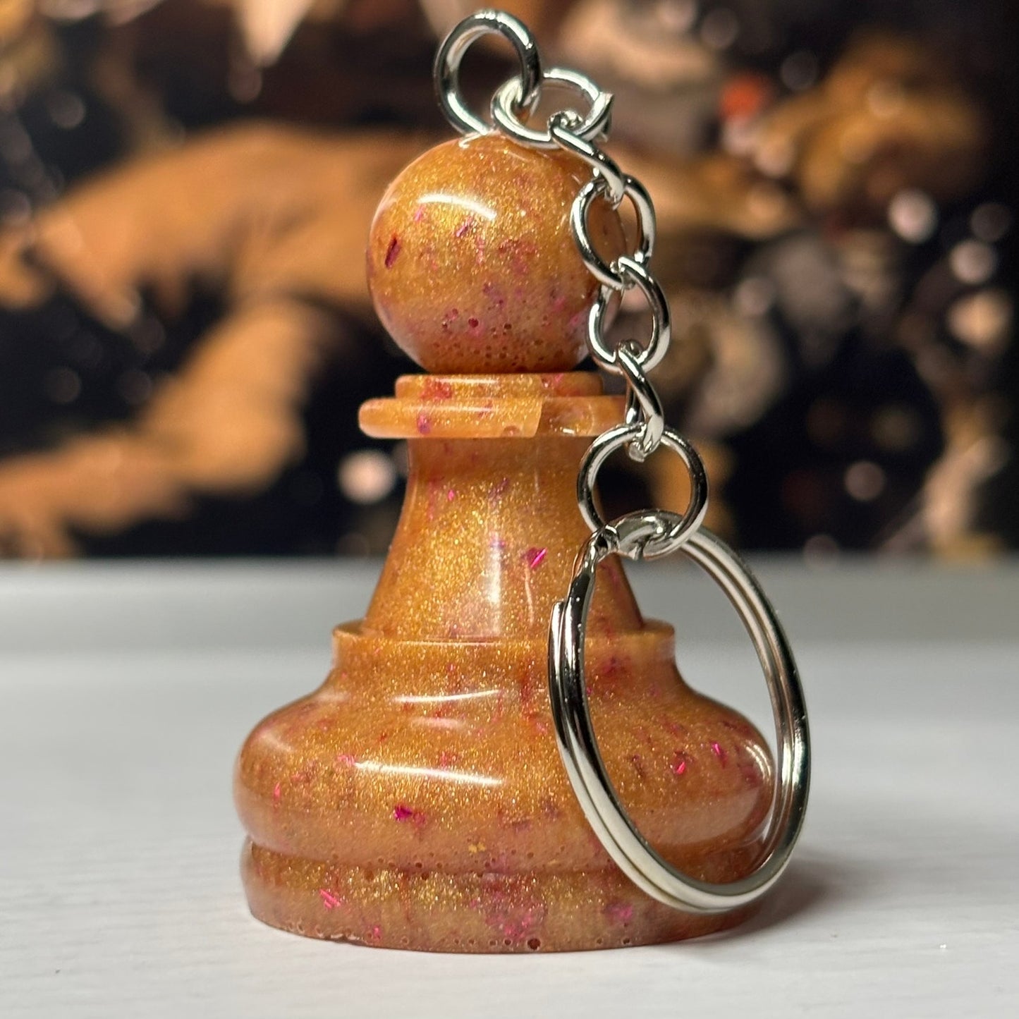 Royal Orange Pawn - Handmade Resin Keychain - Large Edition