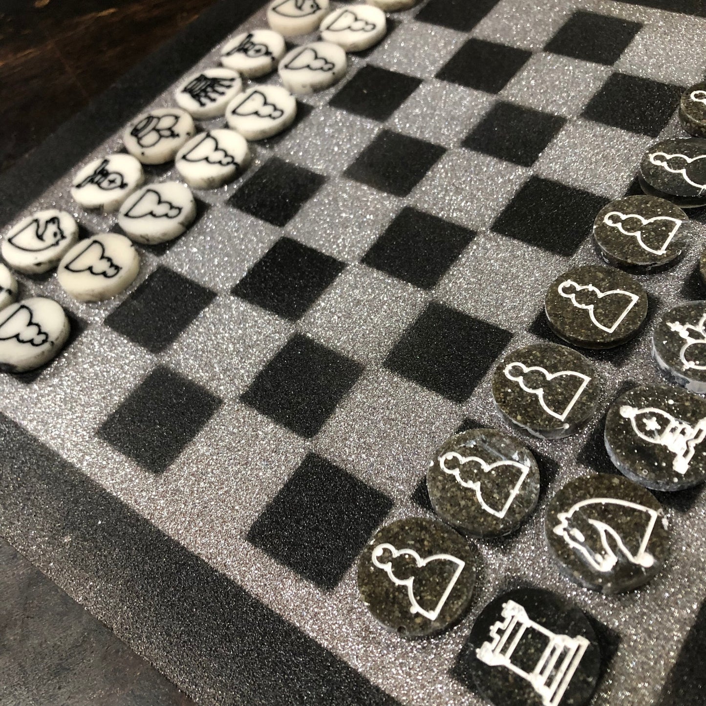 Gray & Black - Painted Chess Set