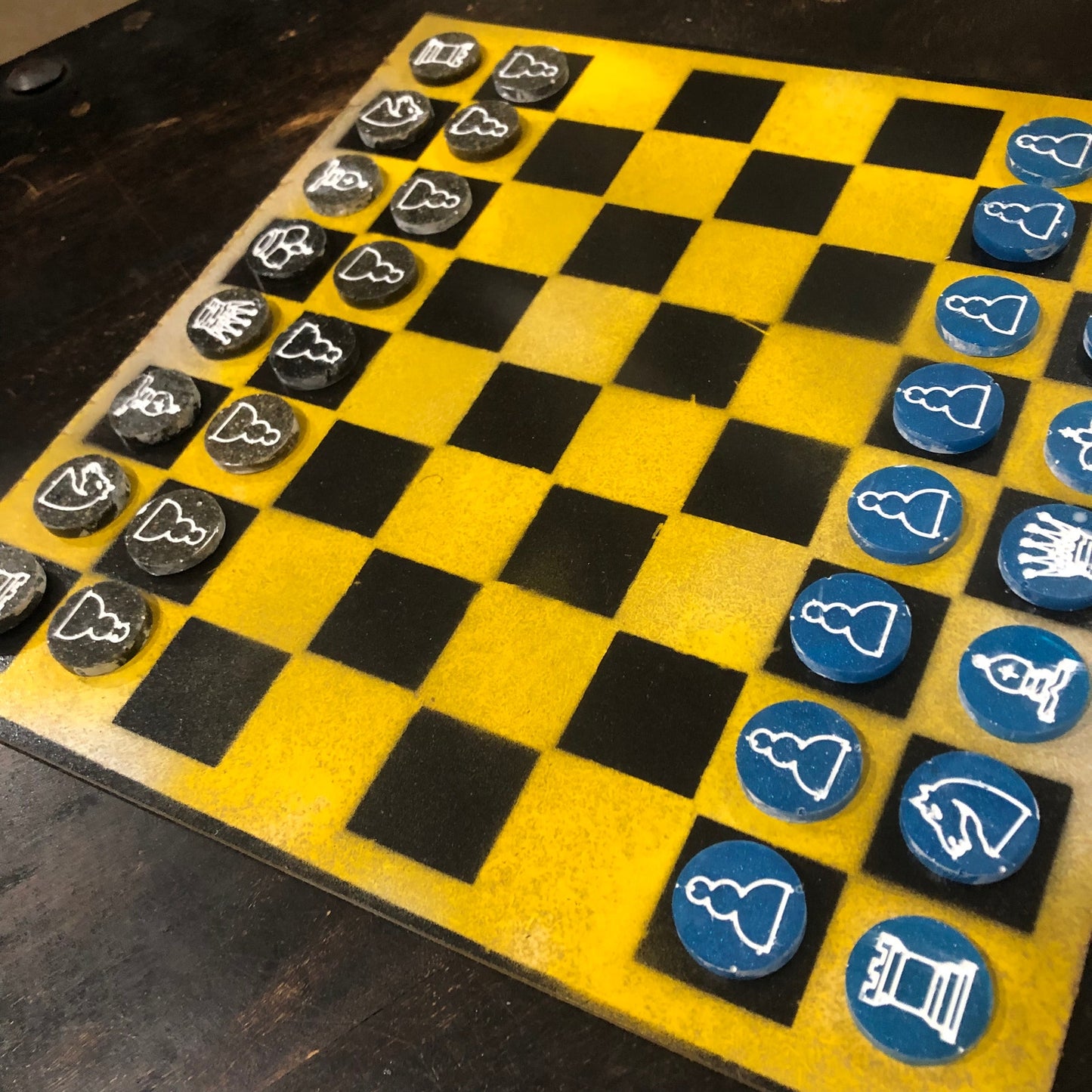 Yellow & Black - Painted Chess Set