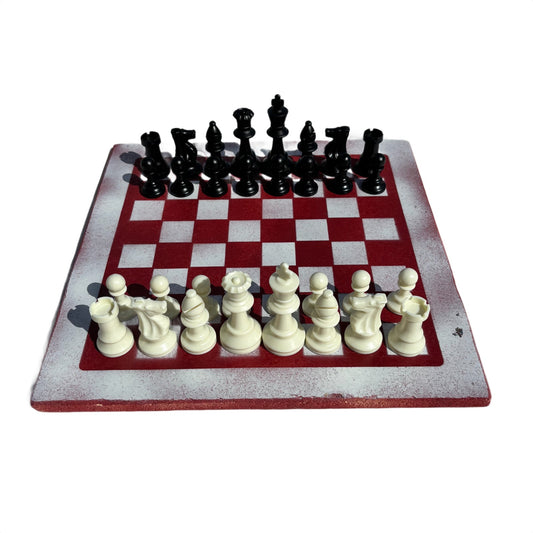 Red & White - Painted Chess Set