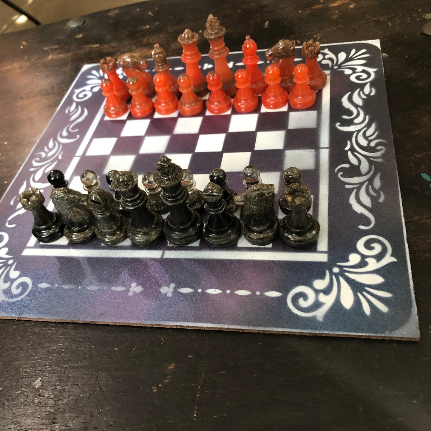 Opal Purple Space - Painted Chess Set