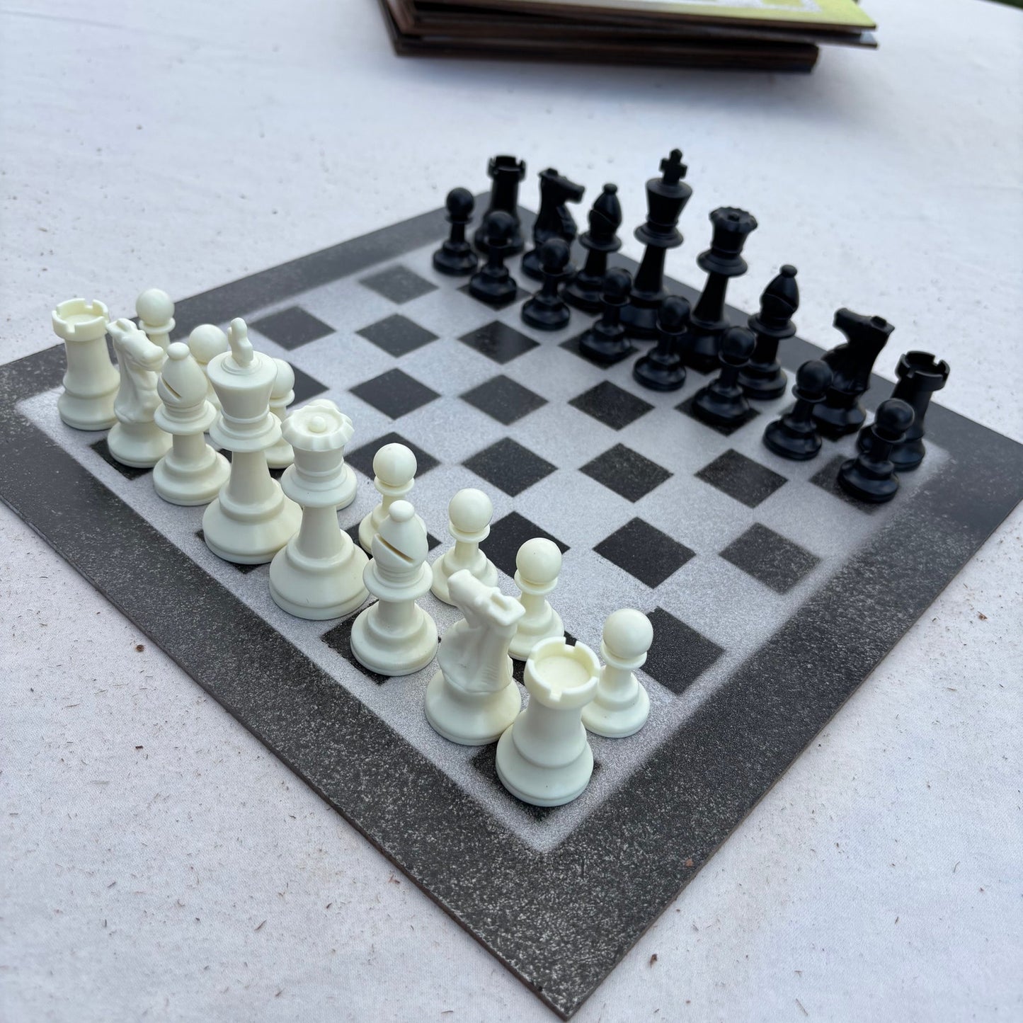 Gray & Black - Painted Chess Set