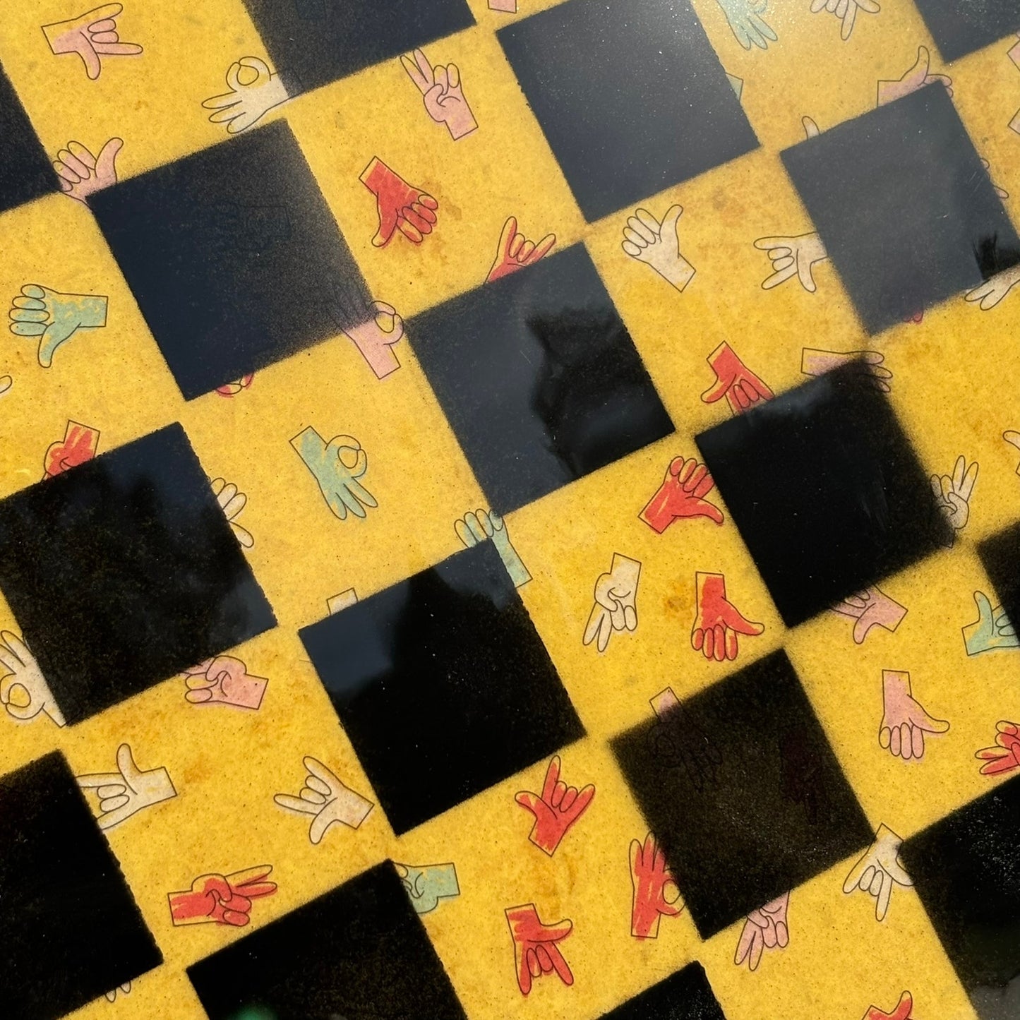 Peace Hands Yellow Edition - Resin Coated Chess Board