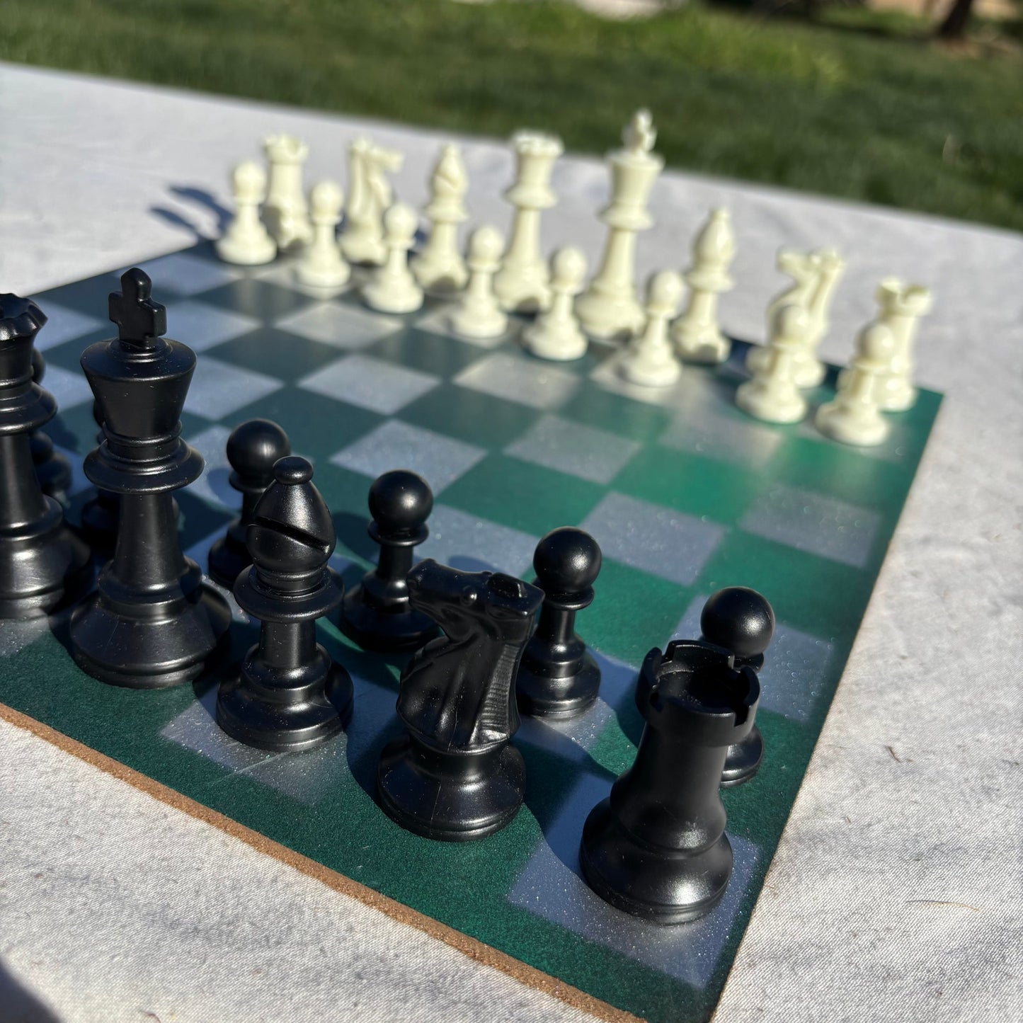 Chrome Green - Painted Chess Set
