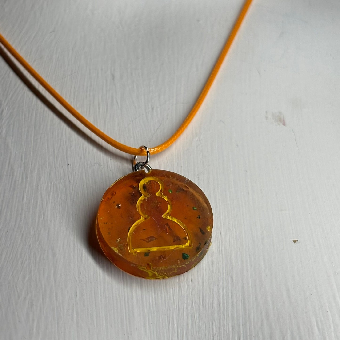 Amber Glow Pawn - Handmade Resin Chess Necklace