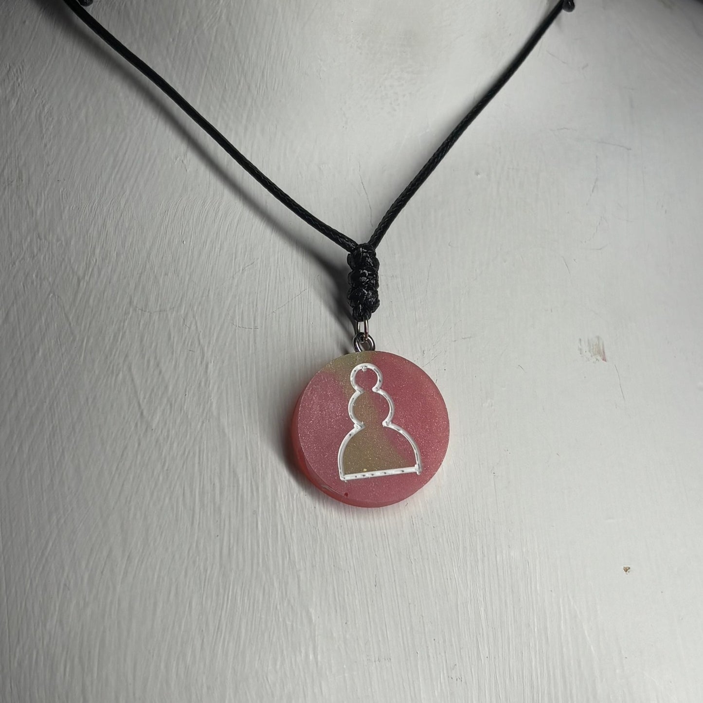 Pink Flush Pawn - Handmade Resin Chess Necklace