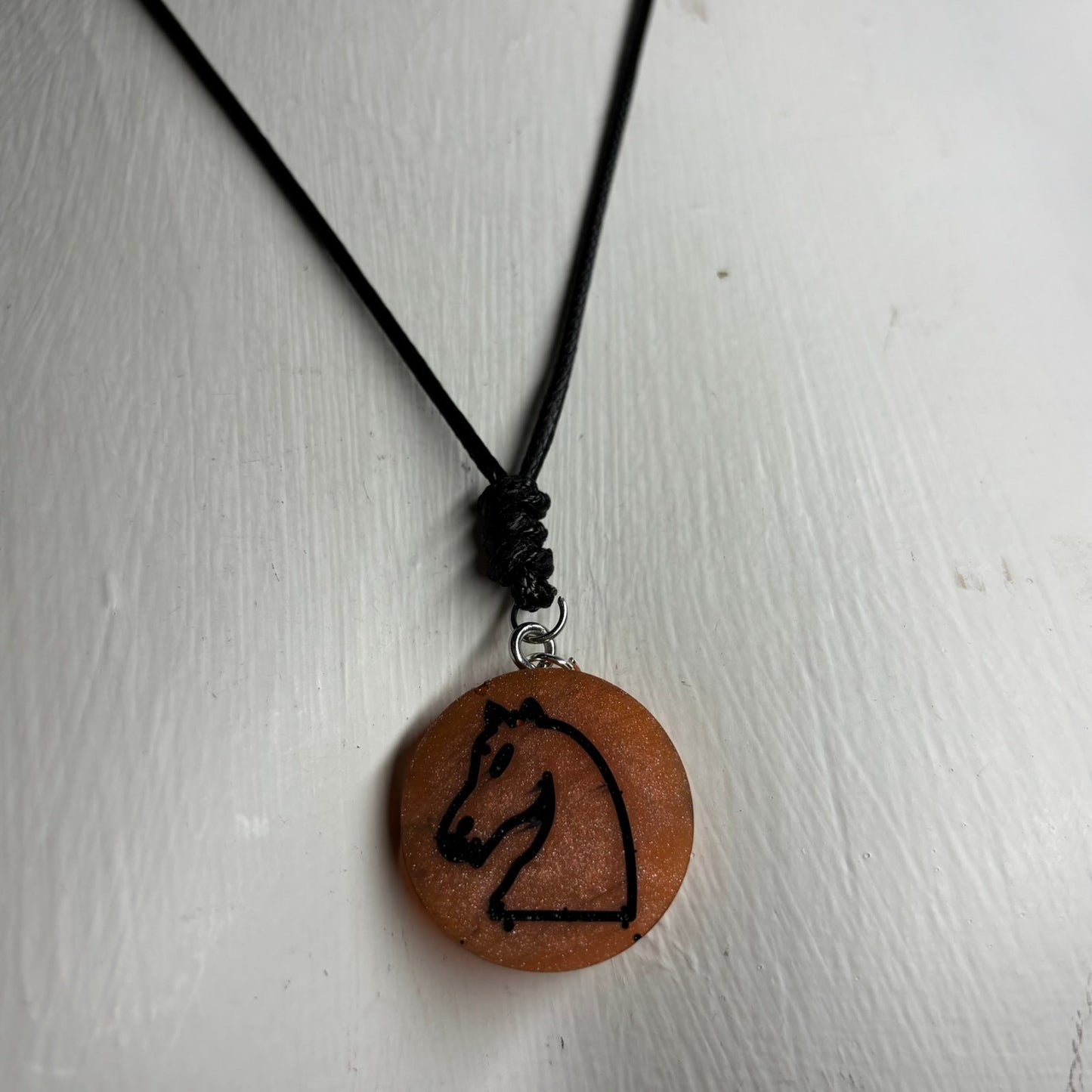 Orange Knight - Handmade Resin Chess Necklace