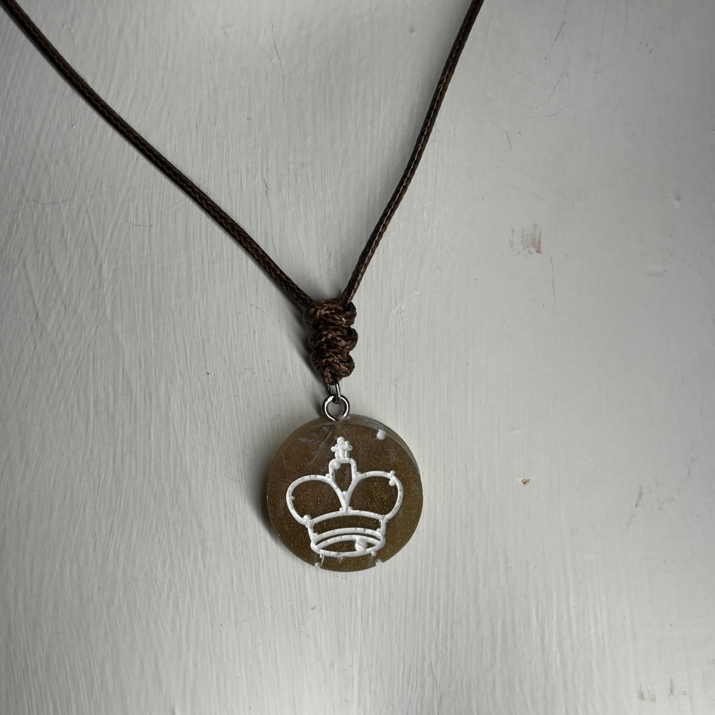 Brown King - Handmade Resin Chess Necklace