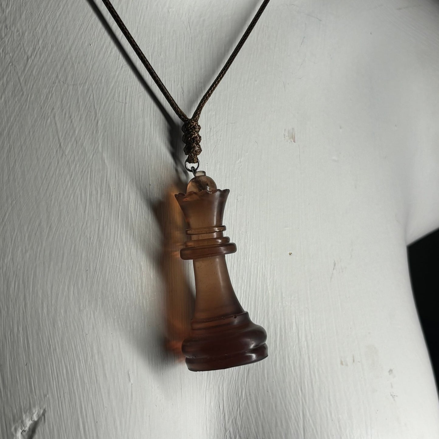 Vintage Brown Queen - Handmade Resin Chess Necklace