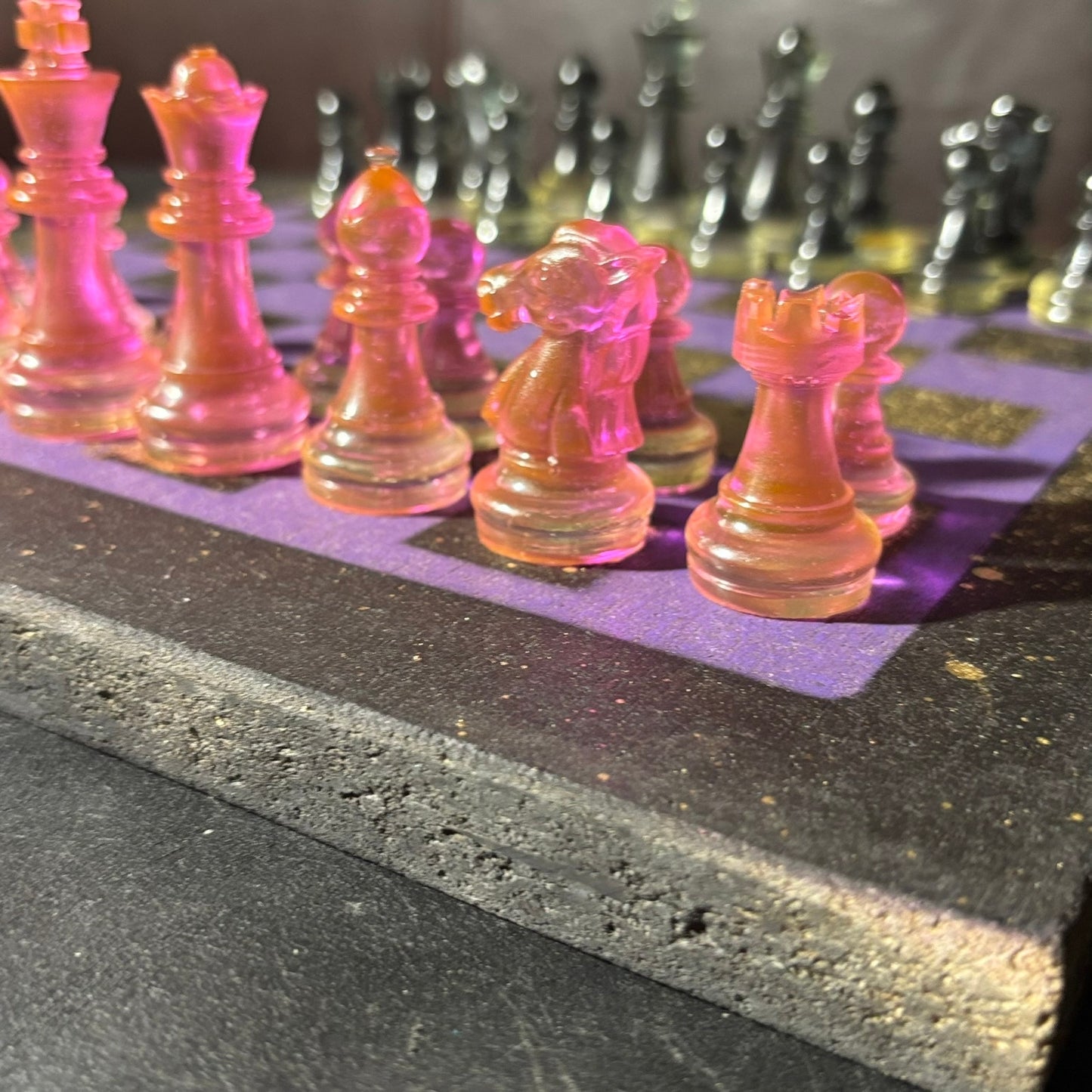 Cosmic Purple & Pink - Painted Chess Set