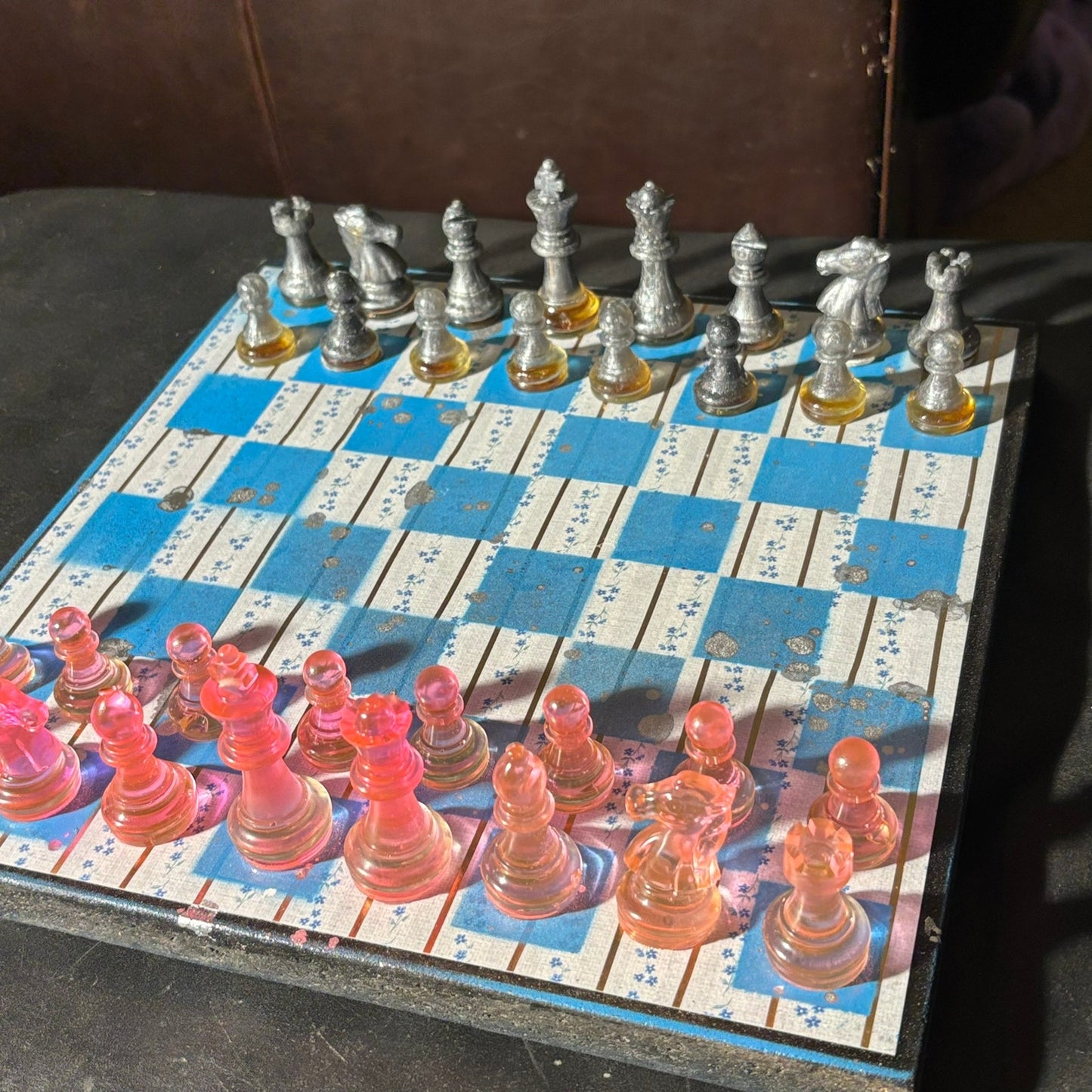 Simple Blue - Scrapbook Chess Set