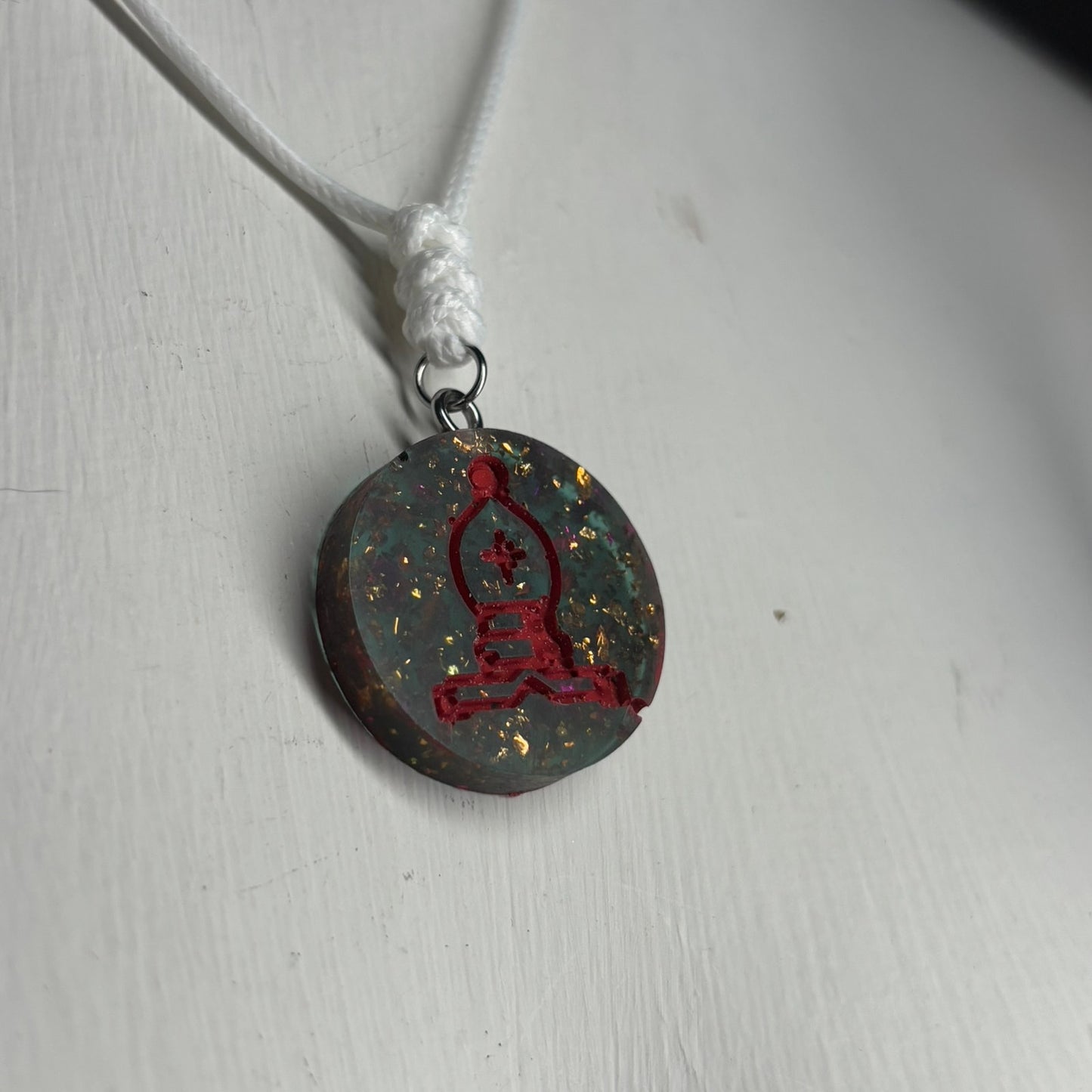 Dark Forest Bishop - Handmade Resin Chess Necklace