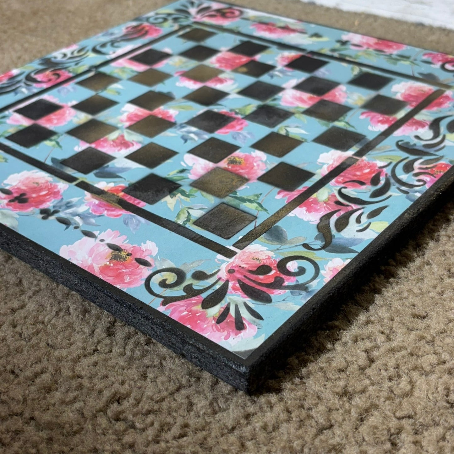 Blue Sky Flowers - Scrapbook Chess Board