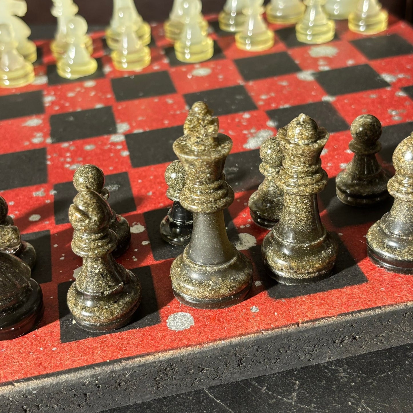 Red Chrome Black - Painted Chess Set