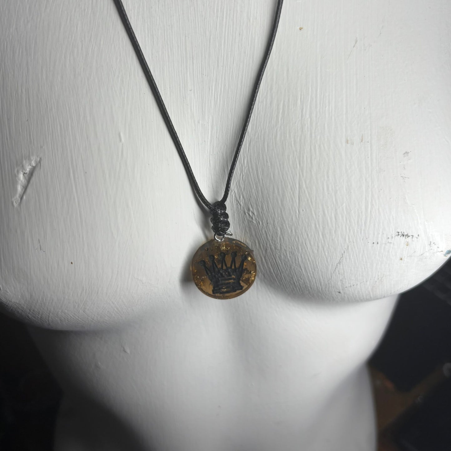 Amber Dark Queen - Handmade Resin Chess Necklace