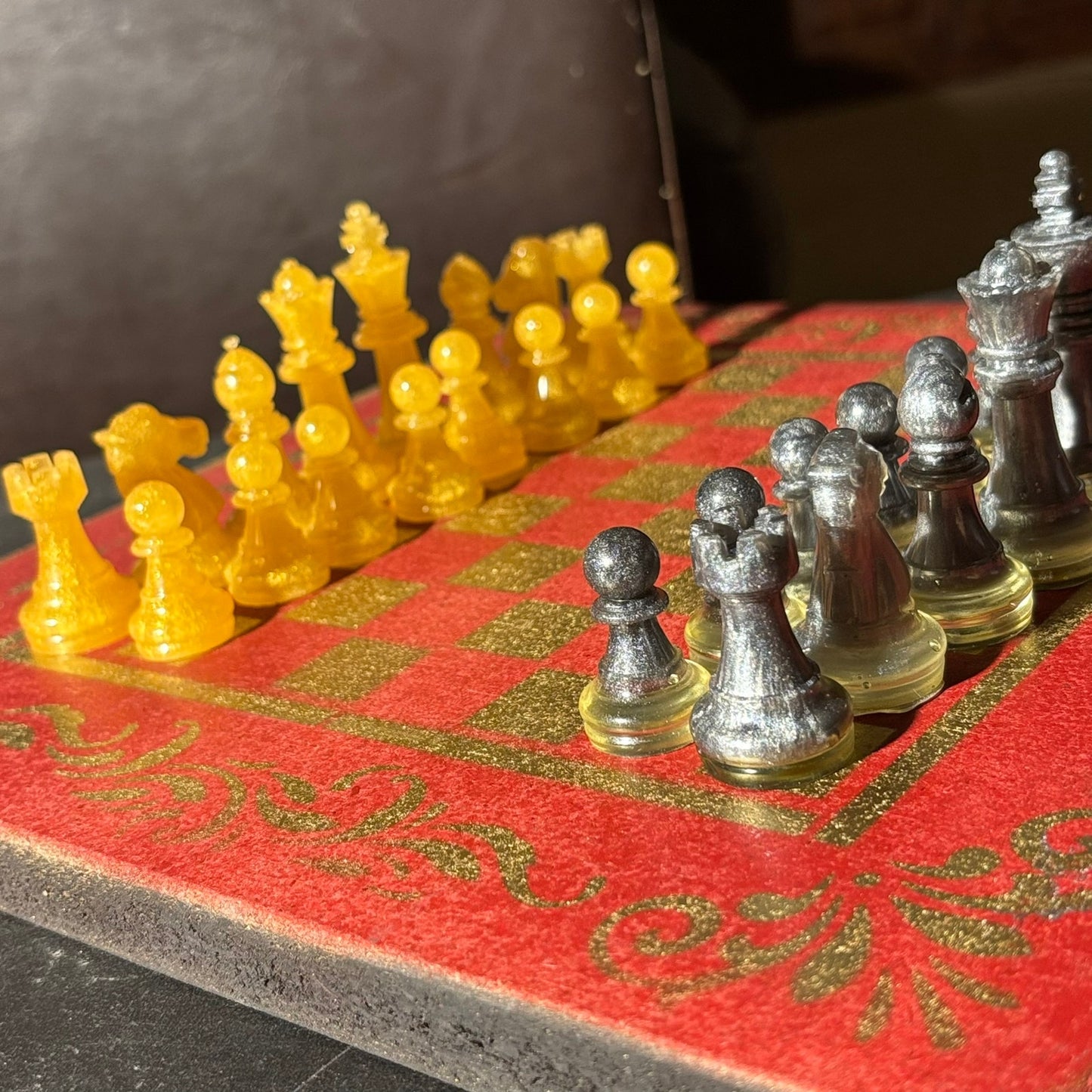 Golden Red - Painted Chess Set
