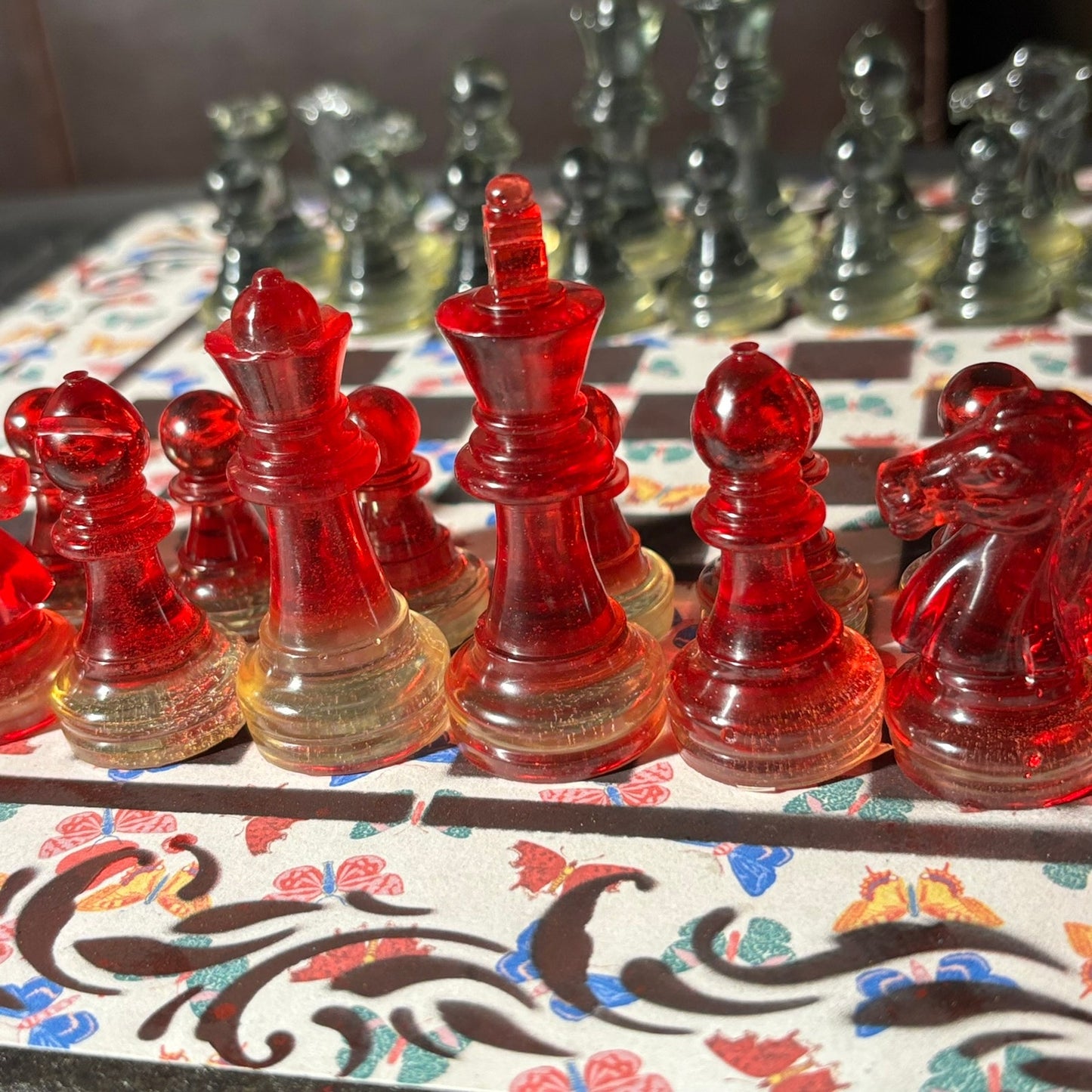 Colorful Butterflies - Scrapbook Chess Set