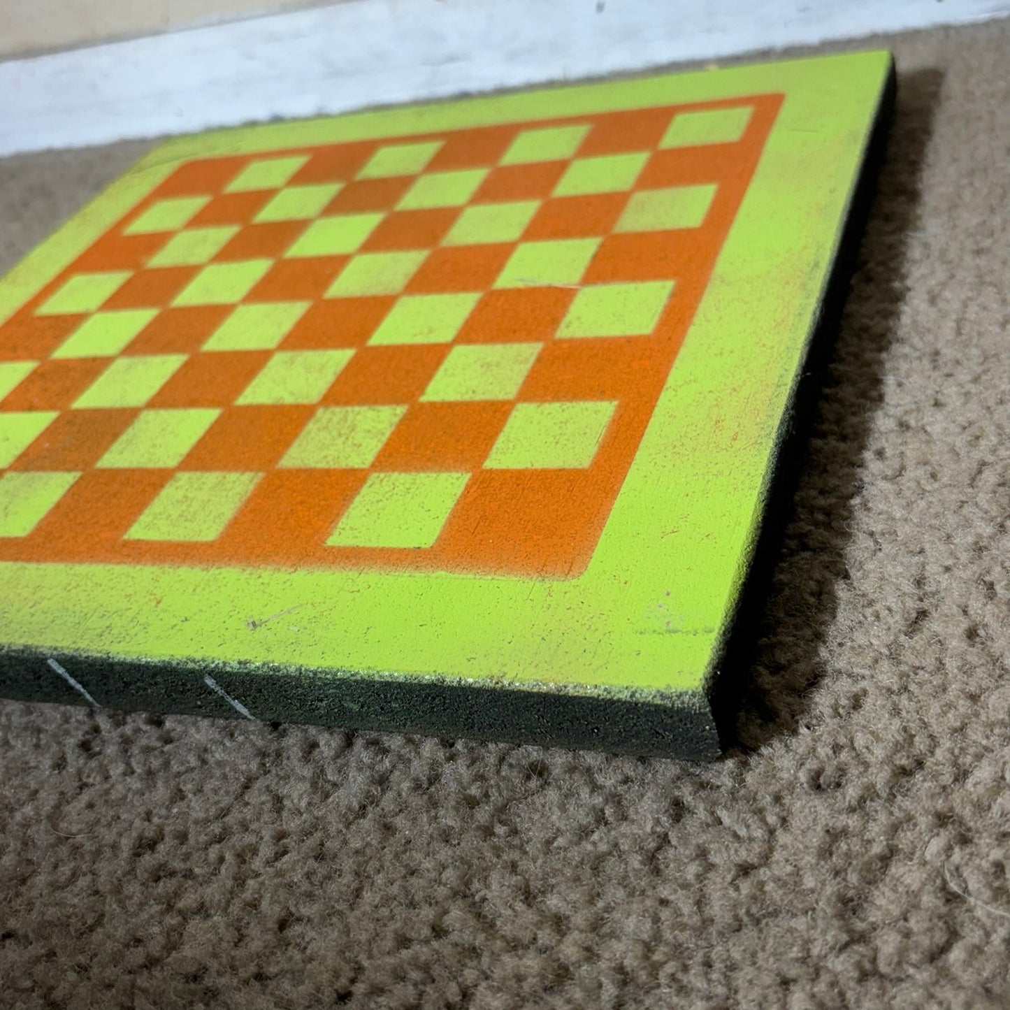 Green & Orange - Painted Chess Board