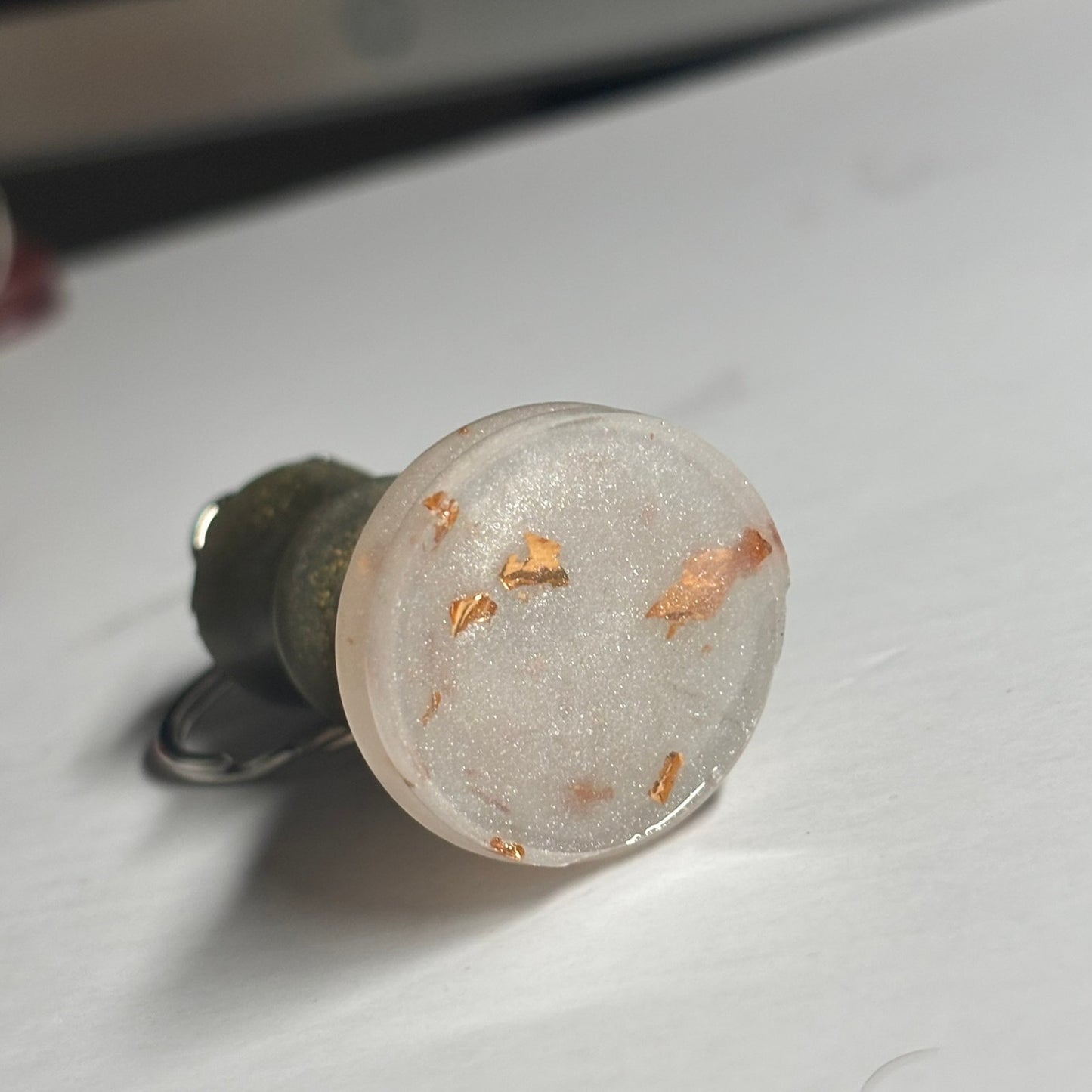 White/Green King - Handmade Resin Keychain