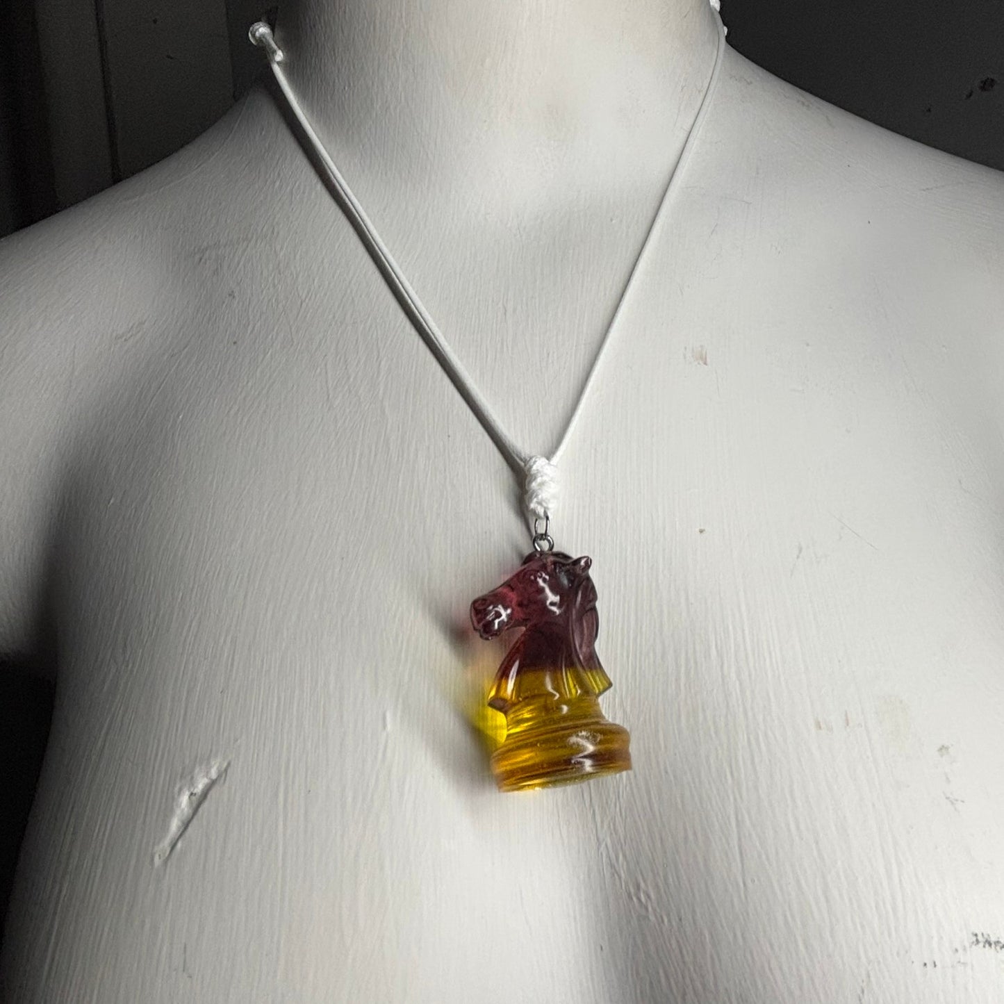 Vintage Knight - Handmade Resin Chess Necklace