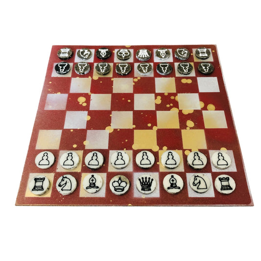 Golden Red - Painted Chess Set