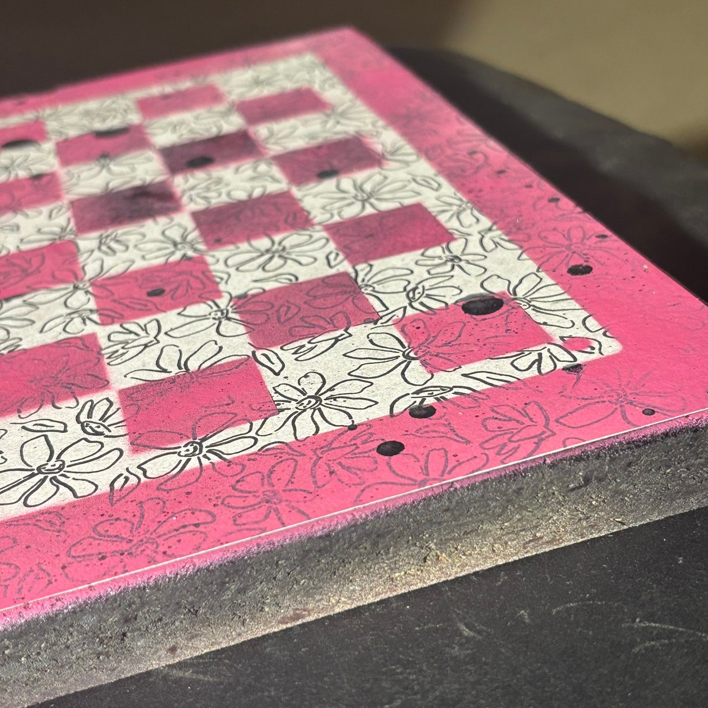 Pink & White Sketch - Scrapbook Chess Set