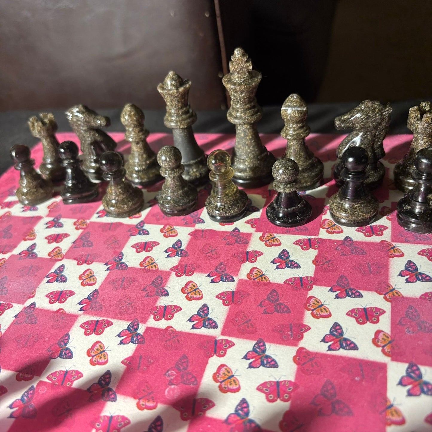 Pink Butterfly - Scrapbook Chess Set