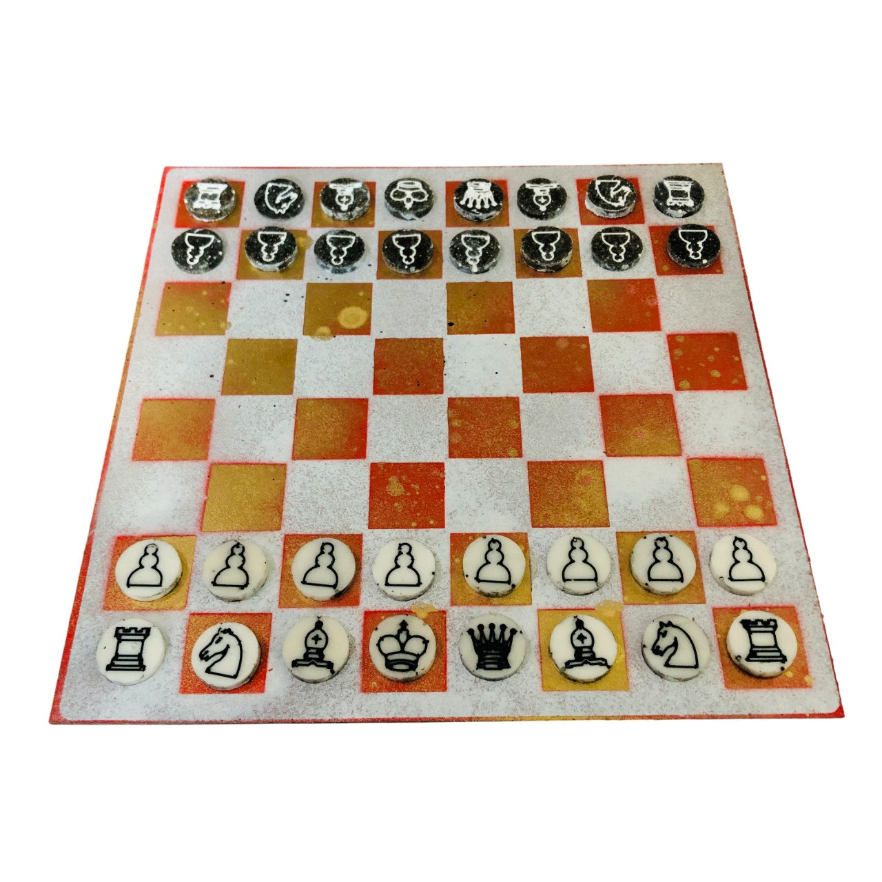 Fancy Golden Red - Painted Chess Set