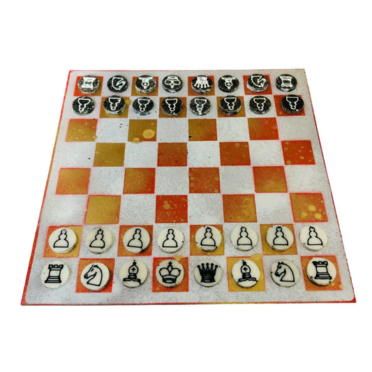 Fancy Golden Red - Painted Chess Set