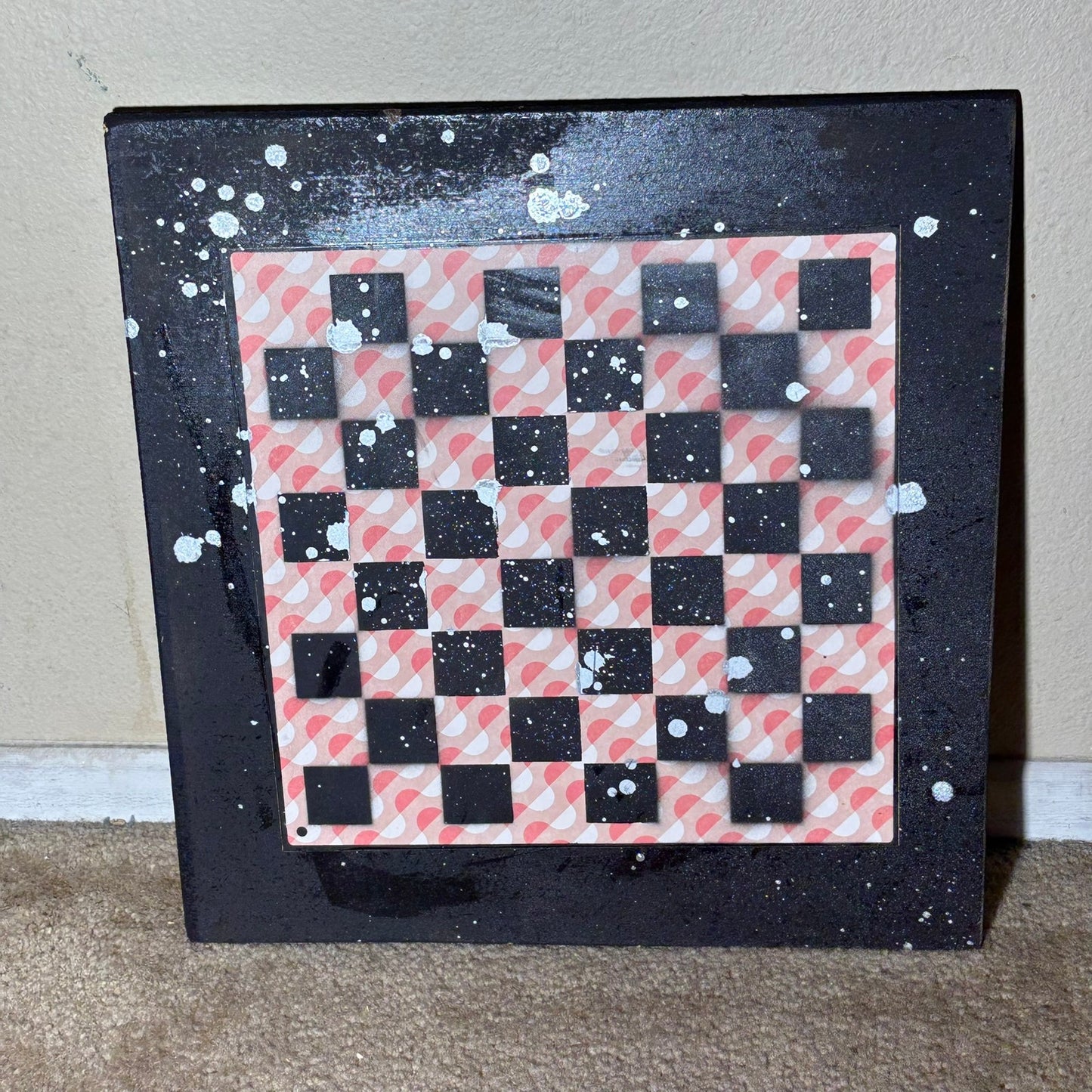 Peach Orange Chrome Drip - Large Scrapbook Chess Board