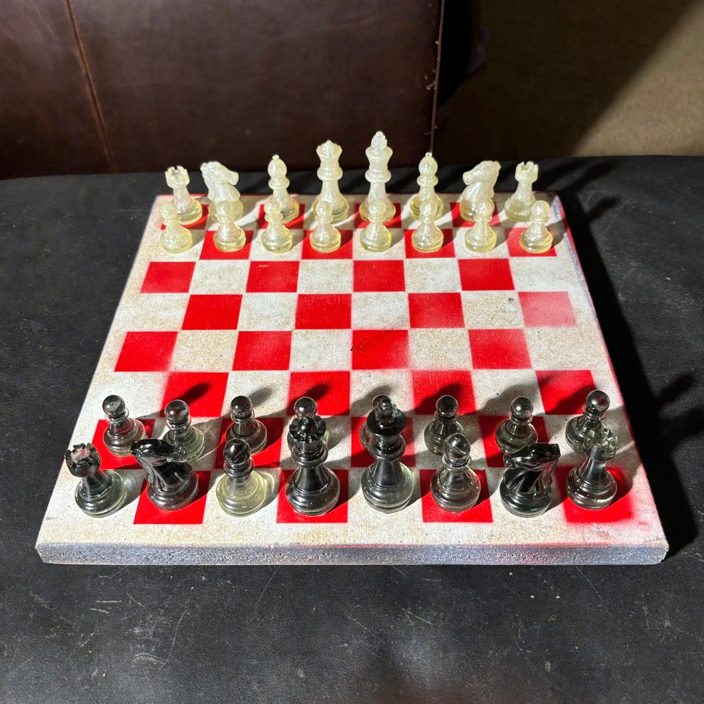 Red & White - Painted Chess Set
