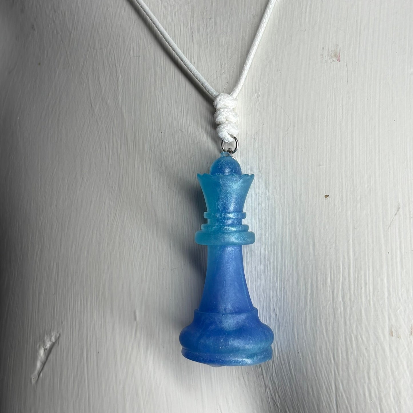 Shinning Blue Queen - Handmade Resin Chess Necklace