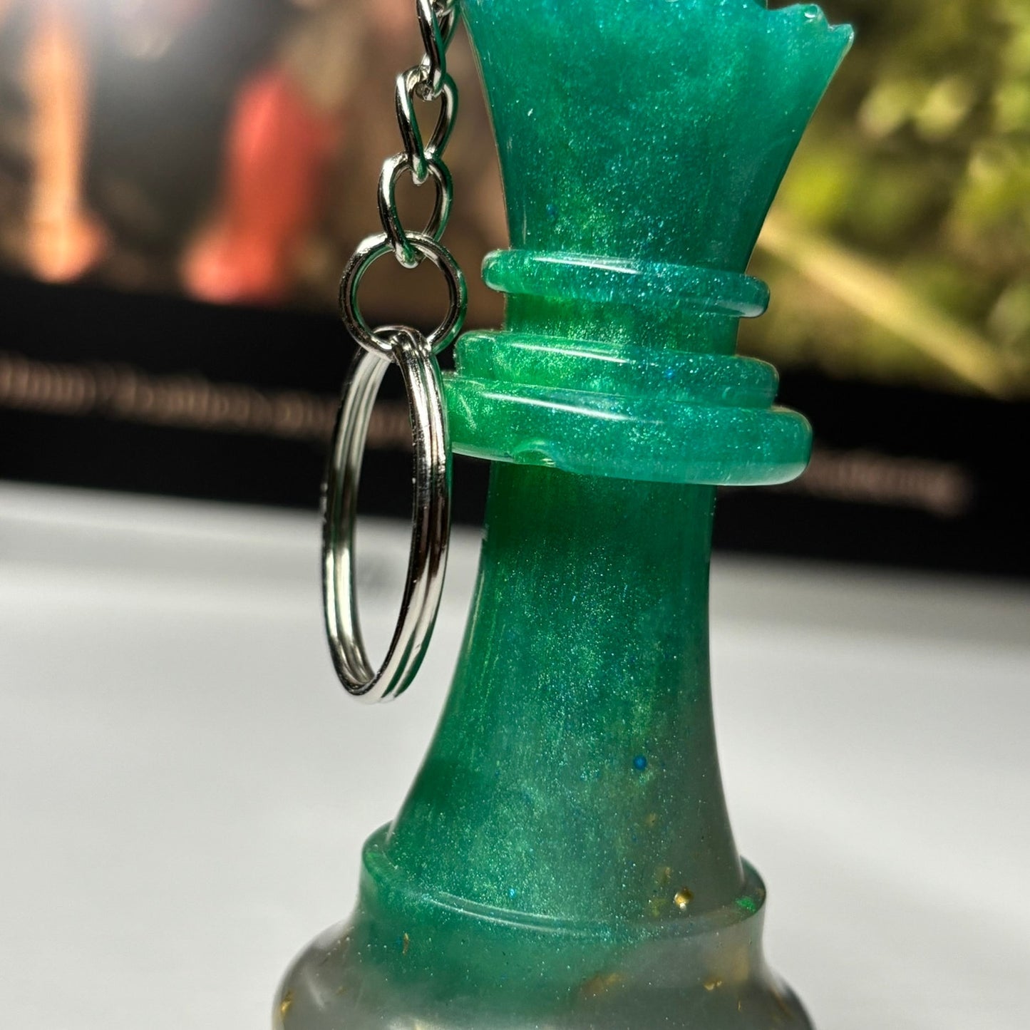 Solid Royalty Green Queen - Handmade Resin Keychain - Large Edition