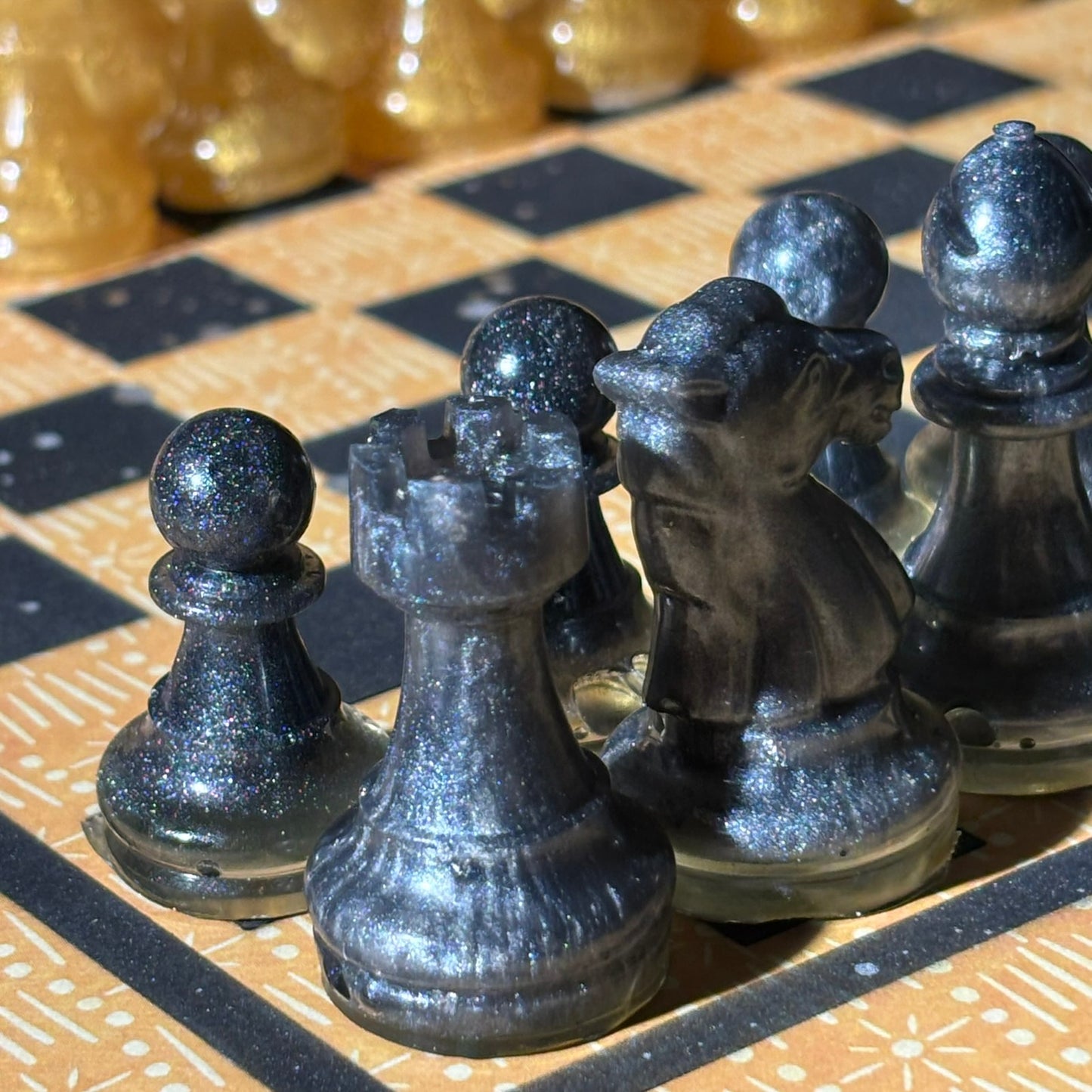 Sunset Yellow Pattern - Scrapbook Chess Set